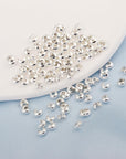 100Pcs Crimp Beads for Jewelry Making - 18K Platinum Crimp Bead Covers, Half round Open Crimp Bead Knot Covers 4Mm (0.16 Inch) Beads Gold Plated Brass for Jewelry Craft Making