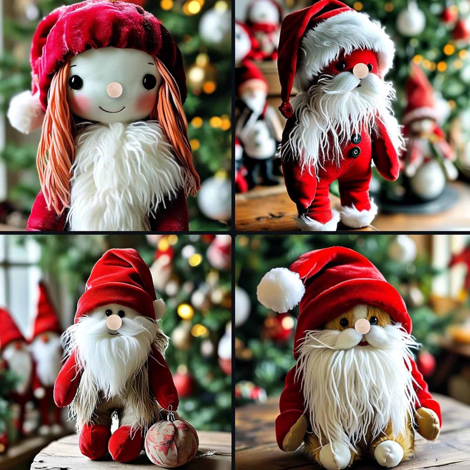 4PCS Faux Fur Ribbon Soft Christmas Fluffy DIY Craft Shaggy Synthetic Plush Patch Sewing Fur Cuts for Garland Party Decoration Furry Patch Ribbon for Winter Costume Gnome Beard Fur Ball Carpet Pet Pad