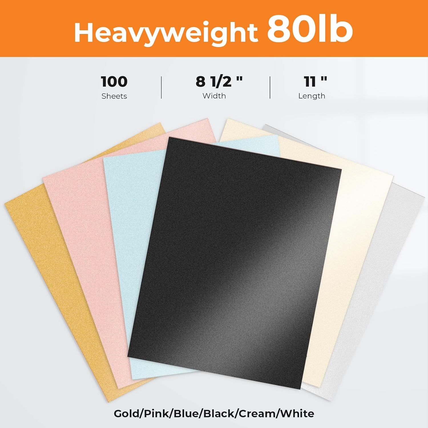 Black Shimmer Cardstock 100 Sheets -  8.5" X 11" Heavyweight 80Lb Double-Sided Shimmer Card Stock Paper for Crafts DIY Making Cards Invitations