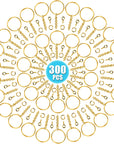 Keychain Rings Kit for Crafts Gold,  Includes 100Pcs Split Key Ring with Chain, 100Pcs Jump Rings and 100Pcs Screw Eye Pins for Resin Keychain Making