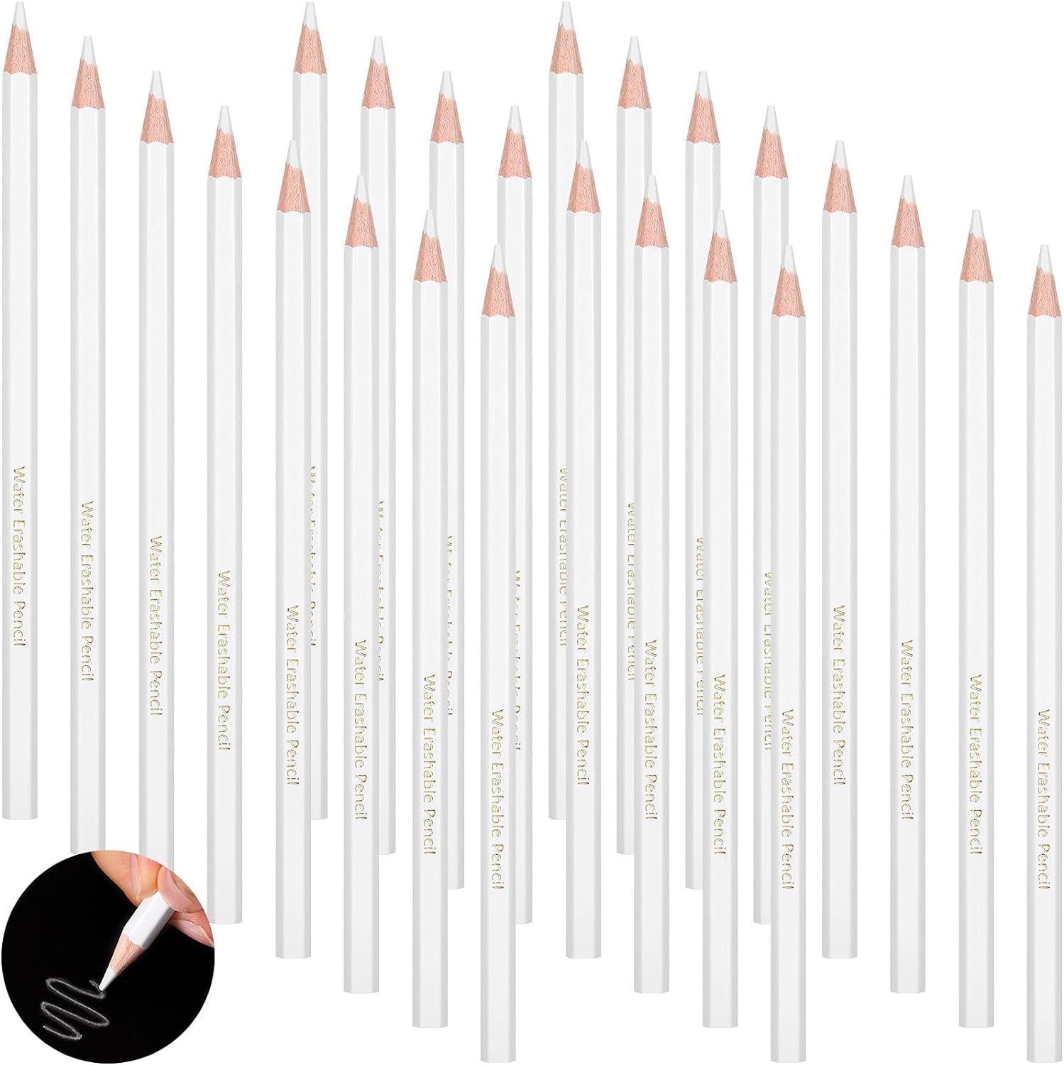 Sewing White Fabric Pencil Bulk 24 PCS Dress Marker Tailor Pencil Water Soluble Pencil for Fabric Wipe Quilting Pencil Washable Marking Pencil for Wedding Dressmaker DIY Craft