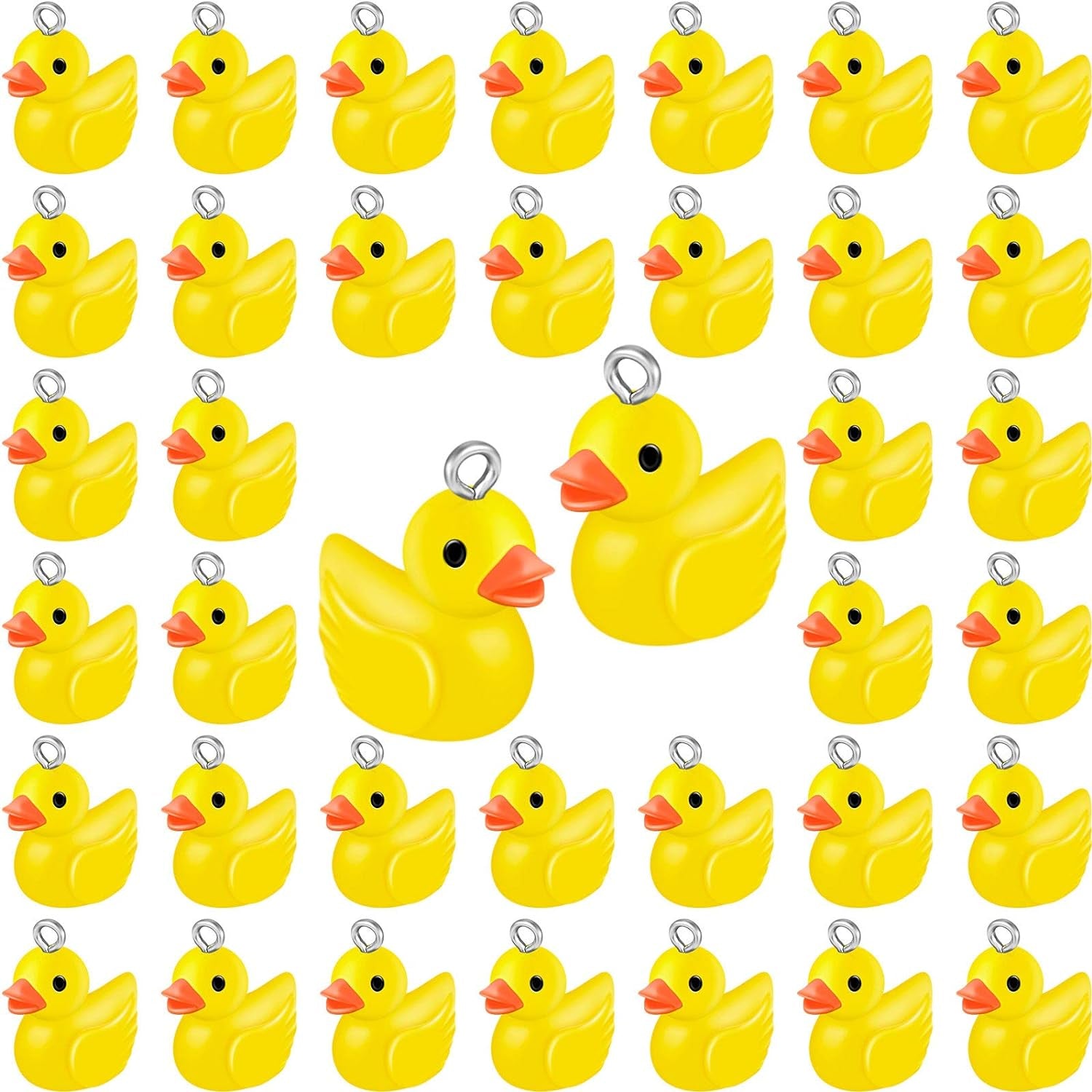 40 Pieces Mini Resin Ducks Resin Duck Charms Pendants Findings Charm DIY Duck Pendants for Bracelet Necklace Earrings Keychain Crafts