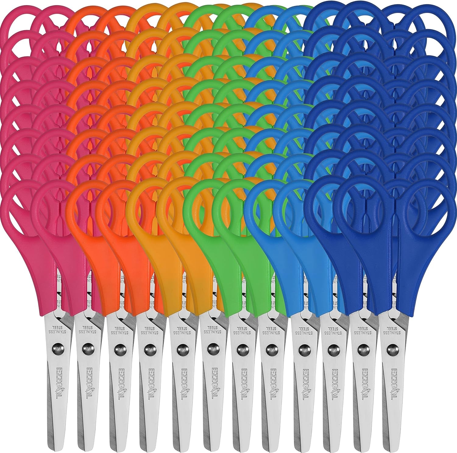 Scissors Bulk for Kids,  96 PACK 5” Safety Blunt Tip Student Scissors, 6 Assorted Colors Kid Craft Scissors for Cutting Regular Paper,Construction Paper,Cards