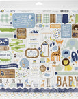 Baby Boy Collection Kit Paper, Blue, Green, Mint, Yellow 12-X-12-Inch