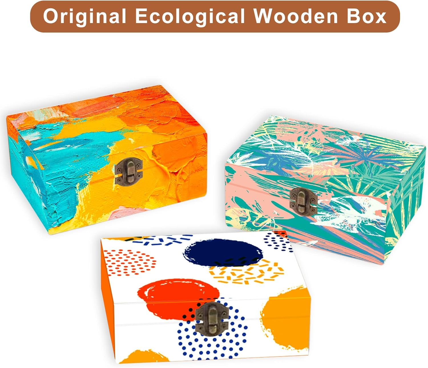 Unfinished Wooden Box with Hinged Lid, 4 Pcs- 6"X3.8"X2" Wood Boxes Bulk for Craft, Make Your Own Gift, Jewelry Pin Box