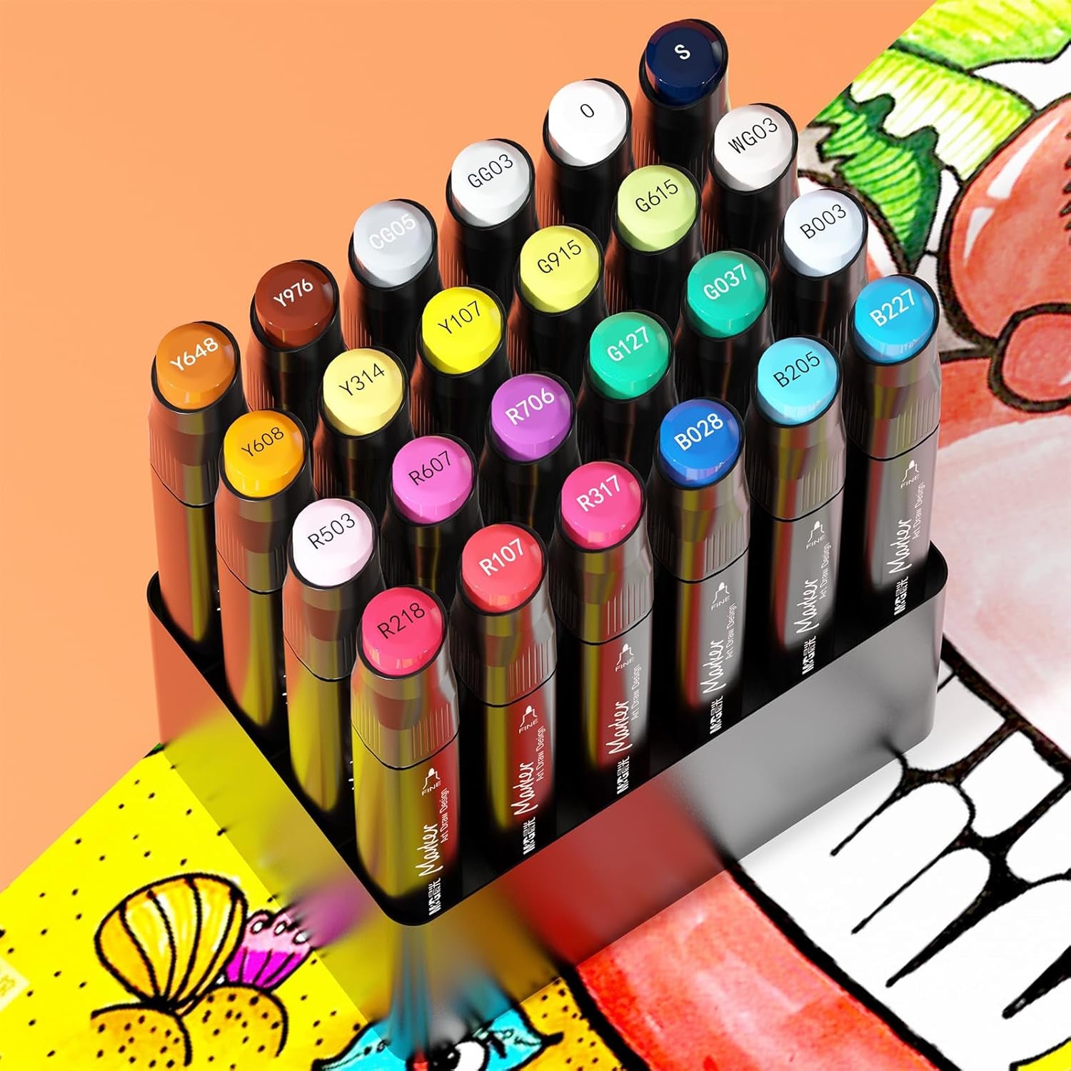 24 Colors Alcohol Based Markers, Dual Tip Permanent Art Markers Set, Sketch Markers for Adult Kid Coloring Book, Illustration Painting Card Making