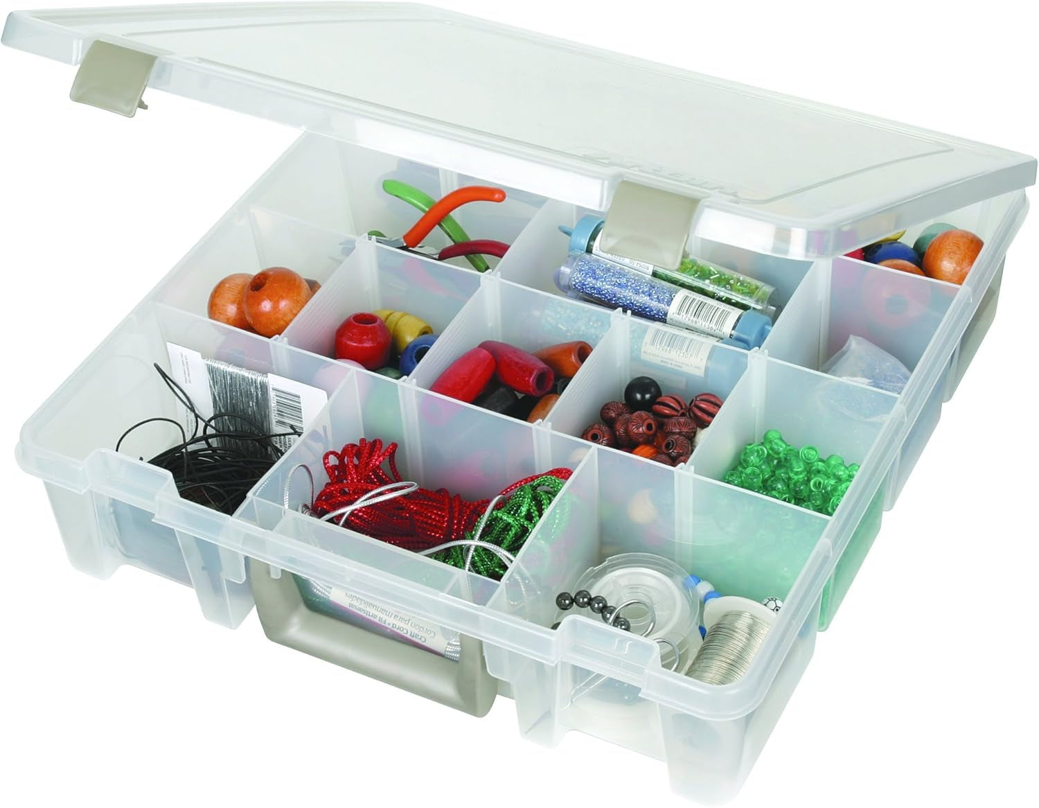 9007AB Super Satchel with Removable Dividers, Portable Art &amp; Craft Organizer with Handle, [1] Plastic Storage Case, Clear