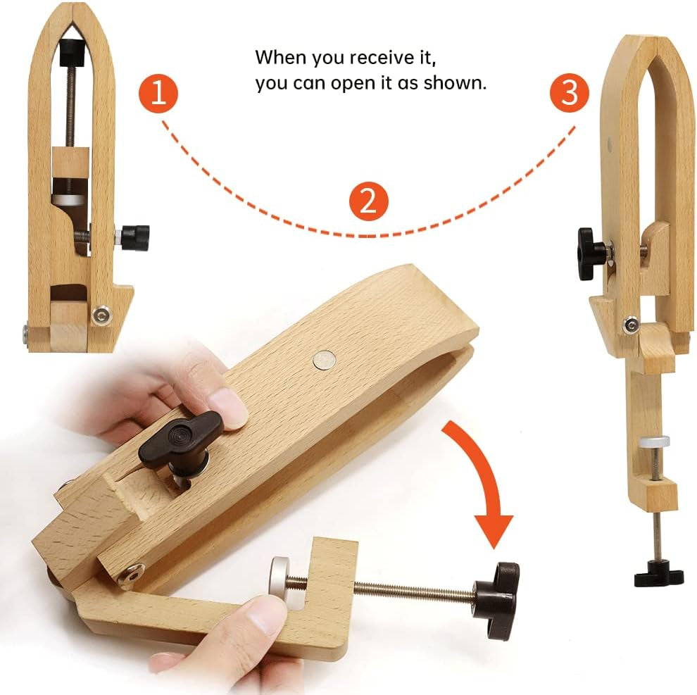 Stitch Pony, Beech Wood Foldable Leather-Pony Table Desktop Stitching Pony Horse Clamp,Leather Sewing Pony Horse Clamp for DIY Hand Stitching Leather Clamping