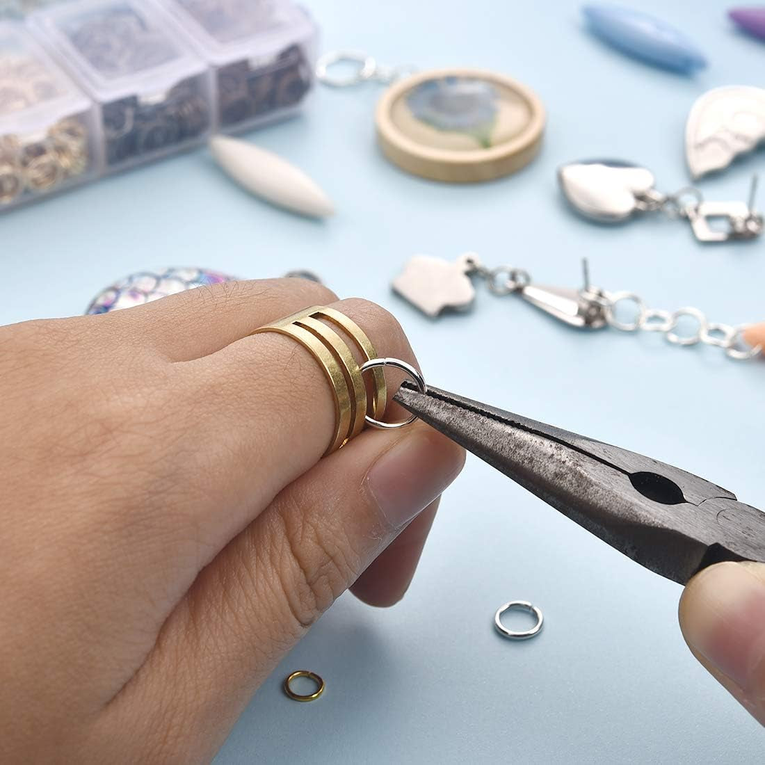 2296Pcs Jump Rings Gold Plated Jewelry Connectors Chain Links 3Mm 4Mm 5Mm 6Mm 7Mm 8Mm 10Mm Box Set Open Jump Rings Gold for Necklace Repair