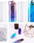 2PCS Pocket Lighter Case Epoxy Resin Silicone Mold & Glitter Pack, Work for Standard Size BIC J6 Lighter Protective Cover Sleeve Pouch Wrap Holder DIY Art Craft (Classic/Full/Maxi/Regular/J6)