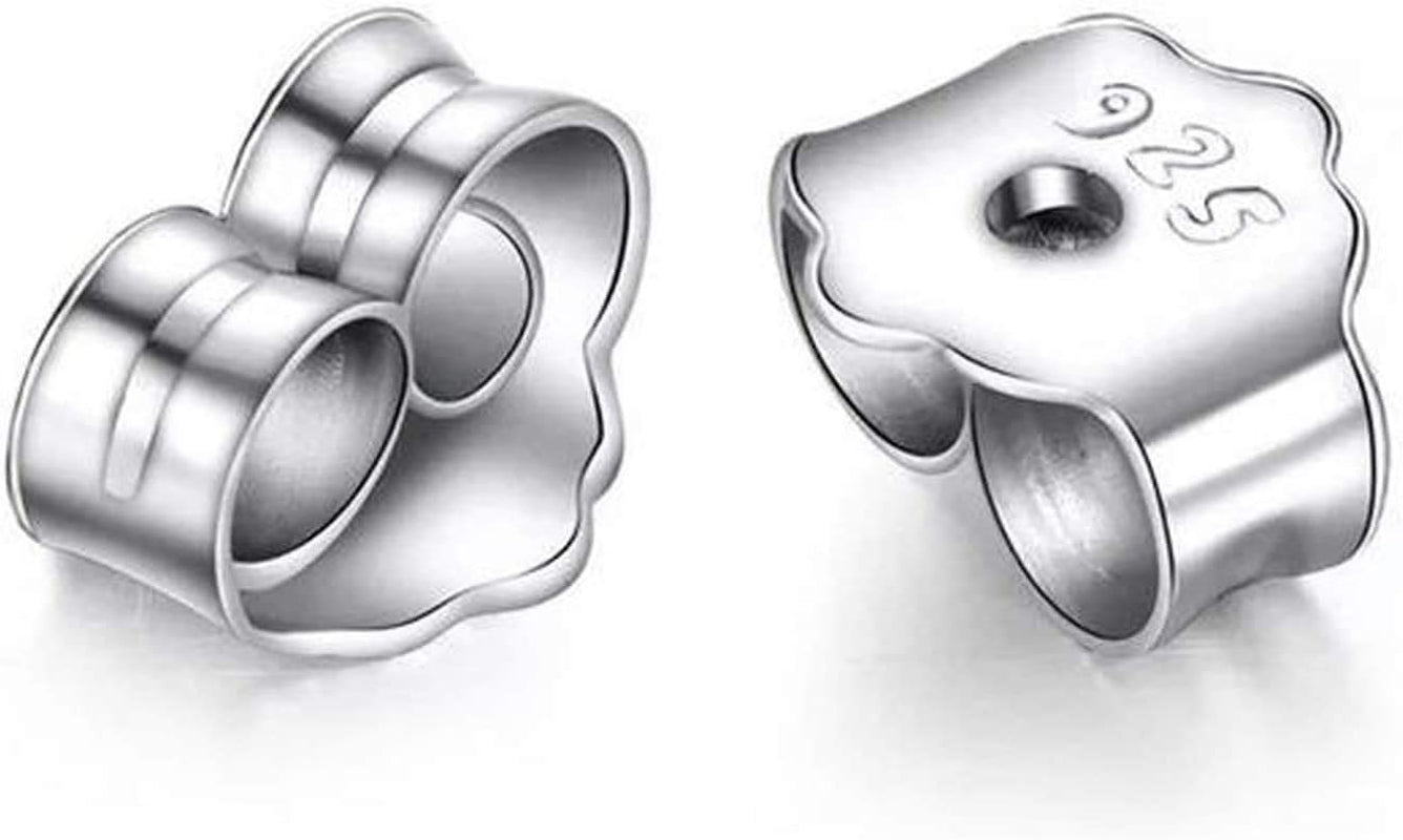 25Pair 925 Sterling Silver Earrings Posts Flat Pad Ear Stud Hypoallergenic Blank Earring Pins with 925 Sterling Silver Earring Backs for Jewelry Making Findings(6Mm)