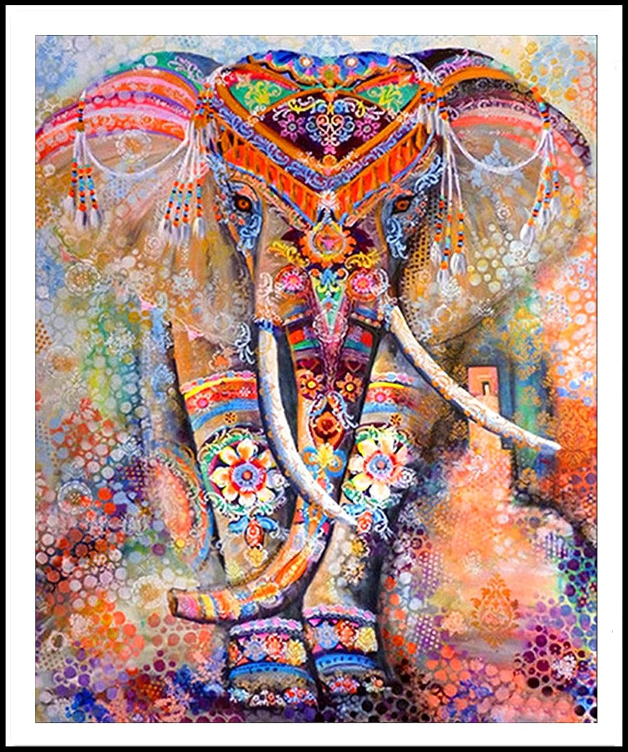 Diamond Painting Art Kits for Adults (19.7X15.7Inch) Elephant DIY 5D Diamonds Paintings Dotz Kit Full Drill Crafts Dots Pack for Home Office Wall Decor (Elephant)