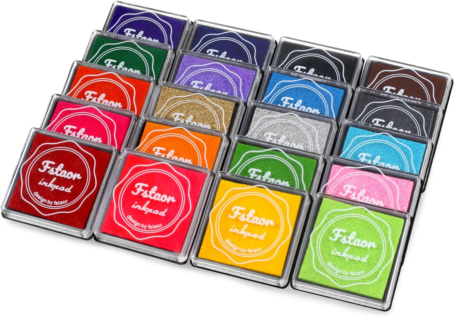 20 Colors Washable Ink Pads for Kids Rubber Stamps, Fingerprint Crafts Stamp Pad for Kids, Paper, Scrapbook, Fabric, Wood (Pack of 20)