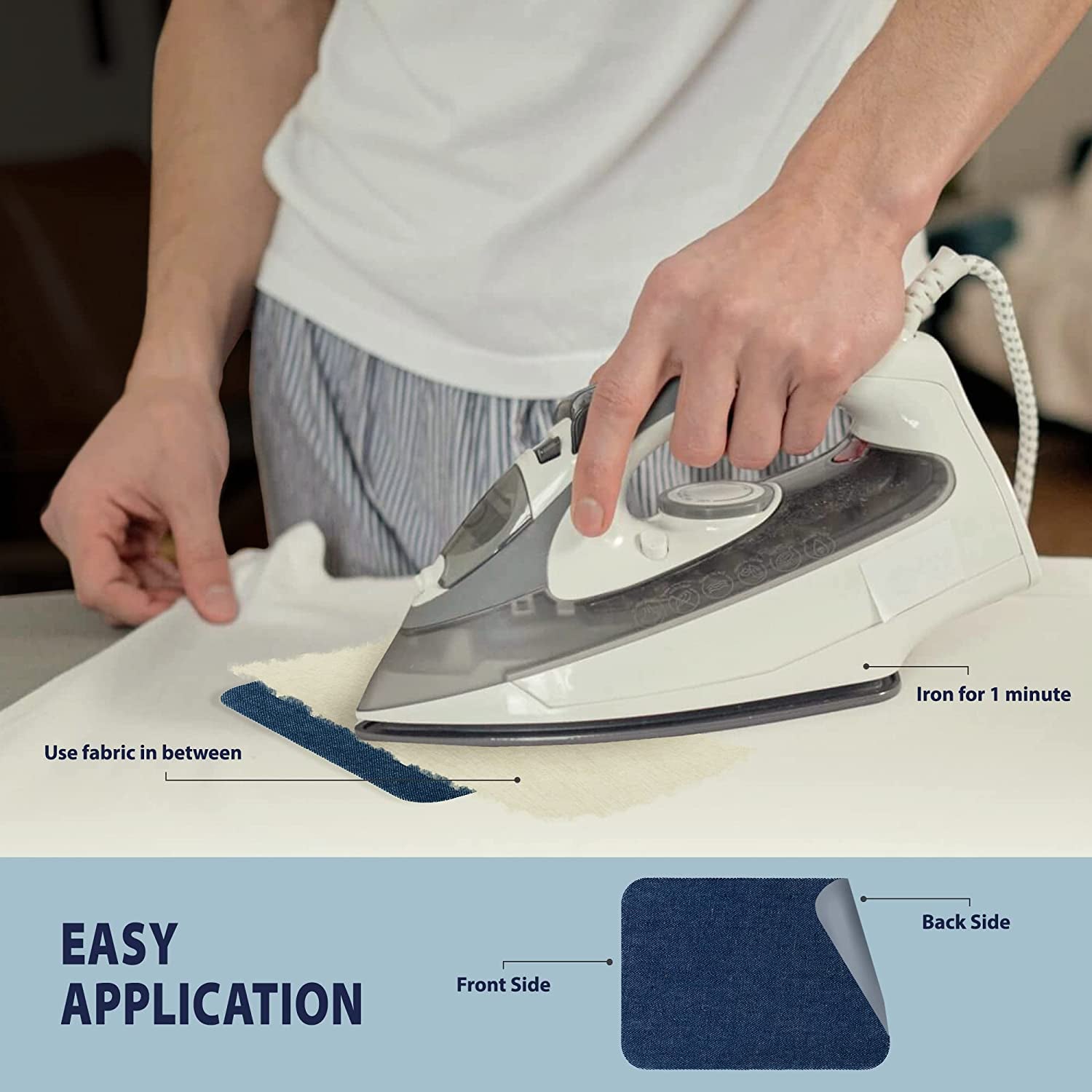 Iron Roll - 4" Width X 60" Length Iron on for Clothing, Pants Repair - Adhesive Fabric Patches - Easy to Use, Fast Result, No Sewing Needed - Black