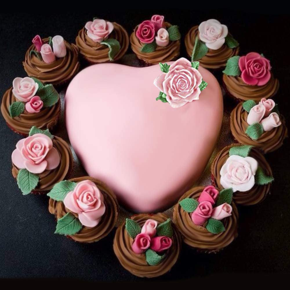 Roses Collection Fondant Mold-Rose Flower and Leaves Shapes Silicone Mold for Sugarcraft Cake Decoration, Cupcake Topper, Polymer Clay, Candy, Chocolate, Soap Wax Making Crafting Projects