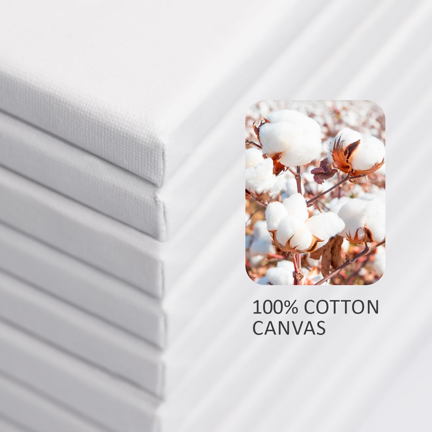 24 Pack Stretched Canvas for Painting, 6X8, 8X10, Each of 12, 100% Cotton & Primed White Canvas Boards for Beginners, Kids, Artists - Ideal for Oil, Acrylic, Watercolor & Pouring