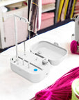 Automatic Bobbin Winder with Auto Stopper, Large Spool Thread Holder and Extra 6 Spools of 400 Yards Polyester Threads for Sewing Machine Thread Winding Use
