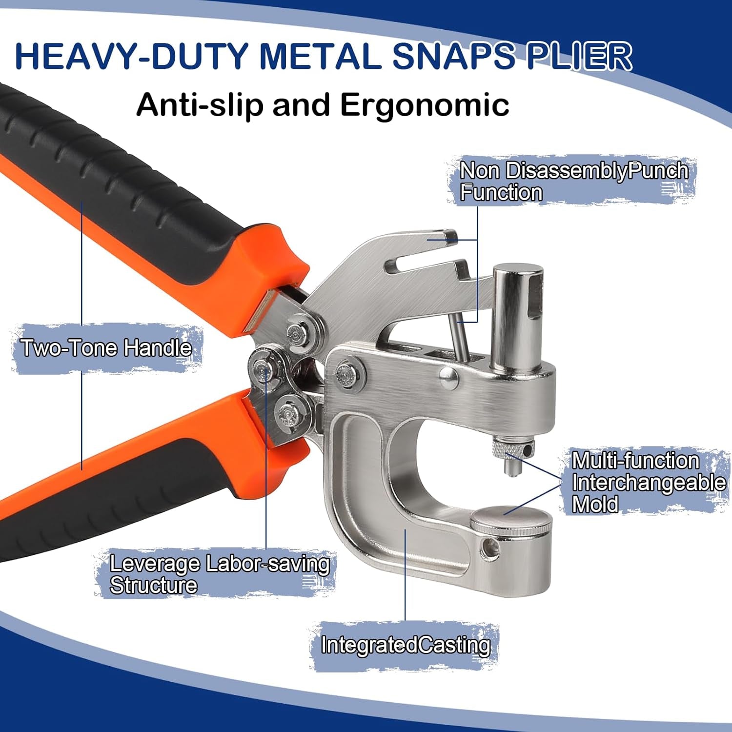 Leather Snap Fasteners Kit, , Leather Snap Buttons Press Pliers with 90 Sets Leather Snaps Buttons, 3Colors 12.5/15/17Mm Snaps for Leather, Clothes, Jackets, DIY Projects