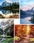 Paint by Numbers Kit for Adults Kids - Crafts DIY Paint by Numbers Kits for Beginners - Color by Numbers Pack on Canvas Painting Kit - Acrylic Paint on Mountains Lake