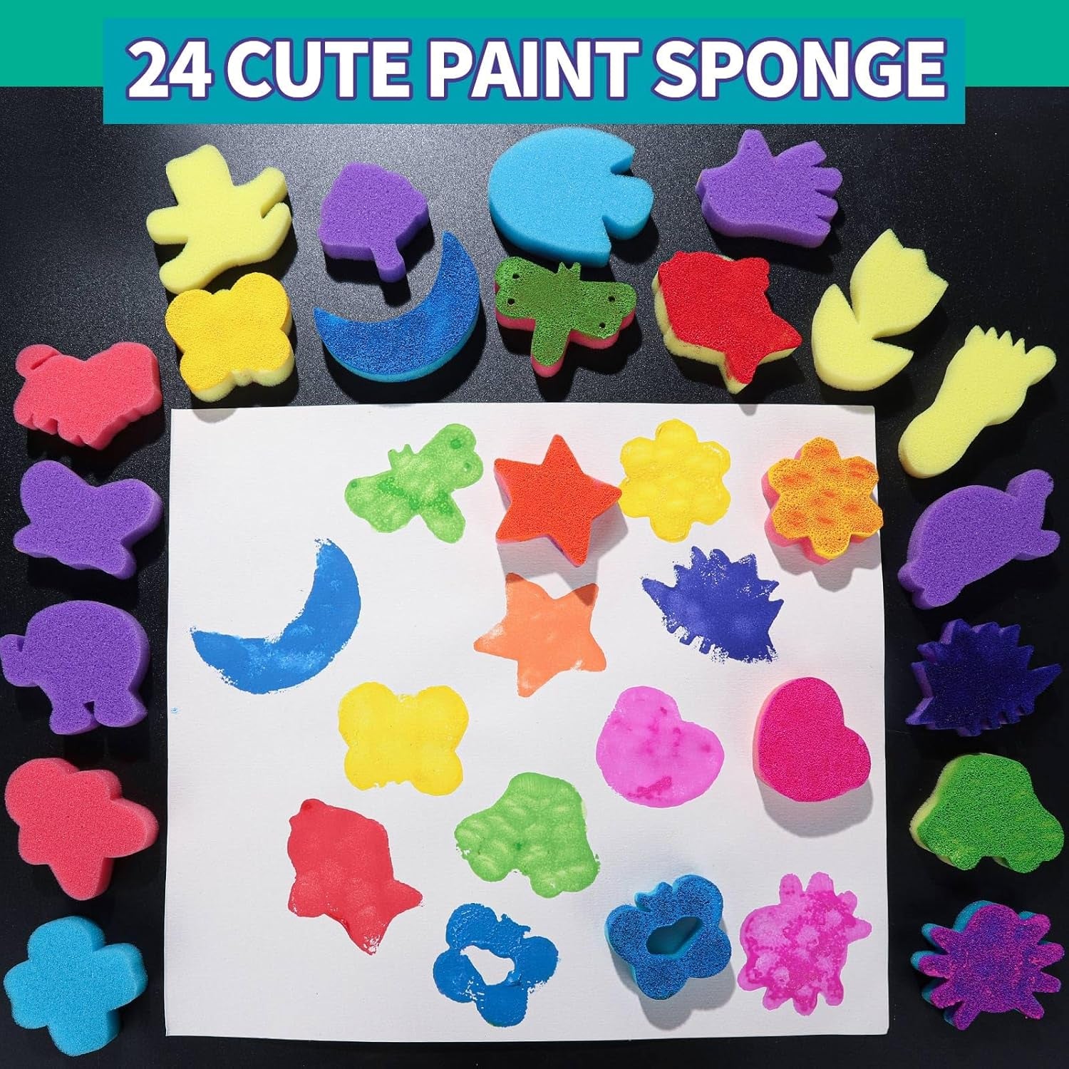 Paint Sponges for Kids, 39Pcs Early Learning Toddlers Sponge Paint Brushes Stamps Foam Art Craft Drawing Tools