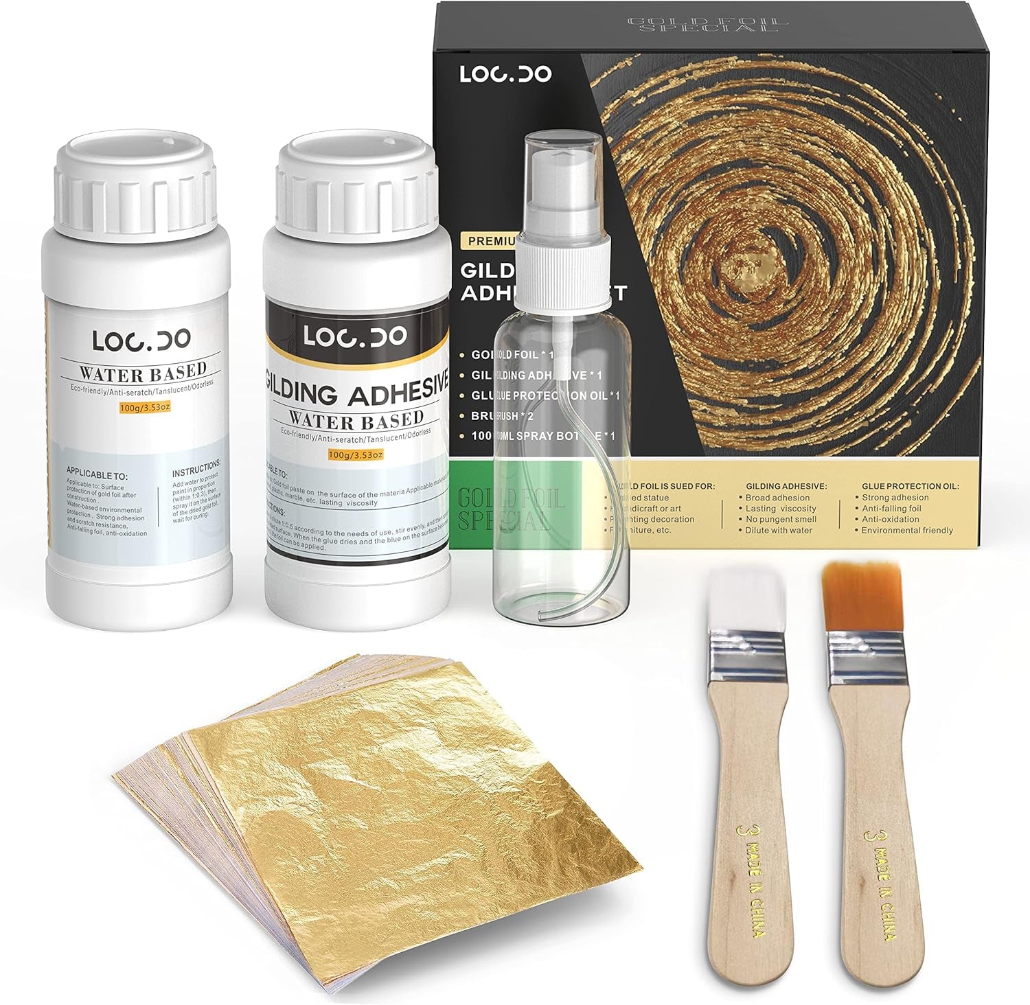100PCS Gold Leaf Sheets for Gilding Painting DIY Craft Non Fading Non Oxidising 6.1X5.3In