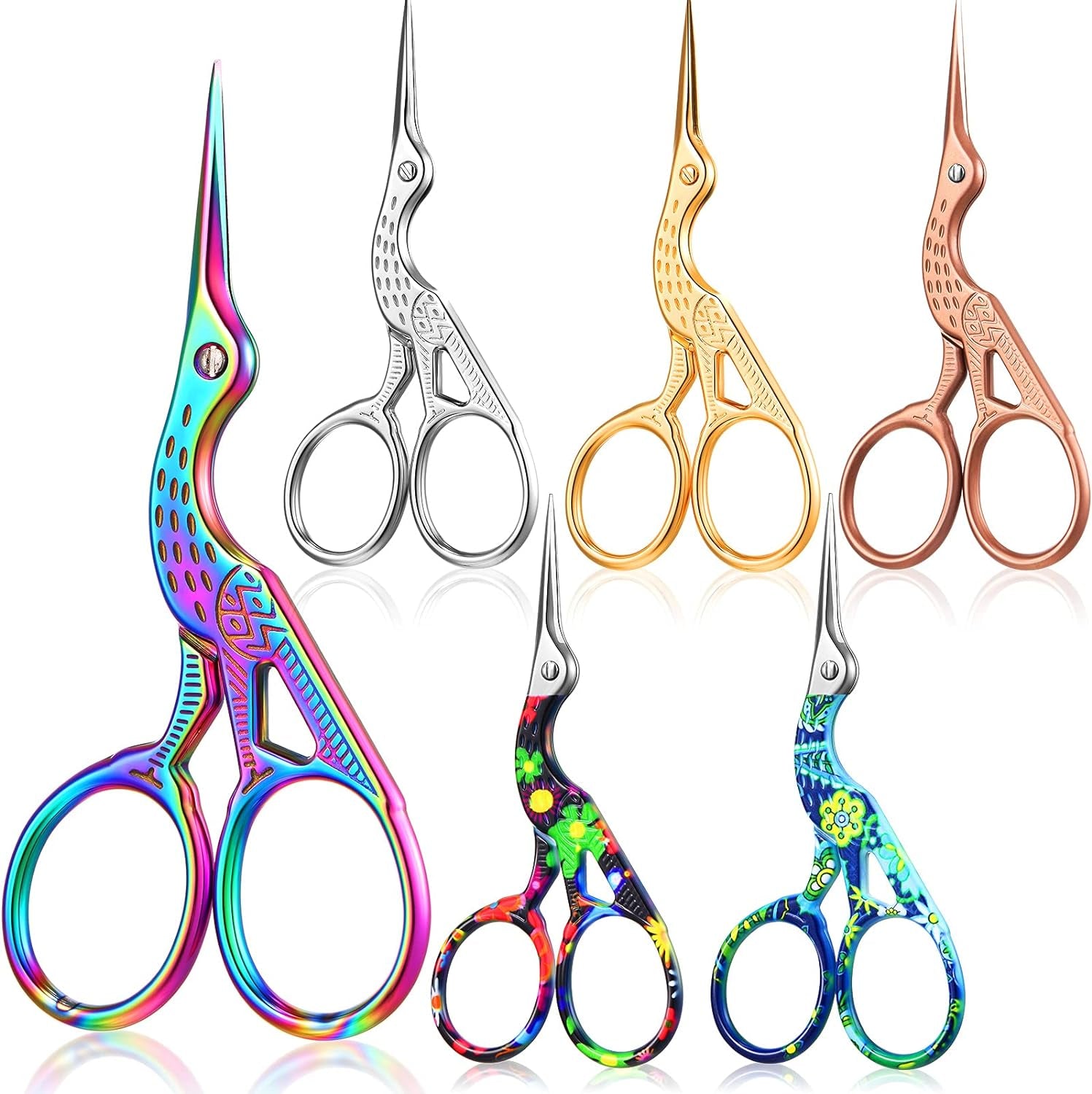 10 Pcs Stork Scissors Embroidery Scissors Bulk 3.6 Inch Stainless Steel Small Craft Scissors Rainbow Cross Stitch Sewing Crochet Scissors DIY Tools Dressmaker Scissors (Bright Color)