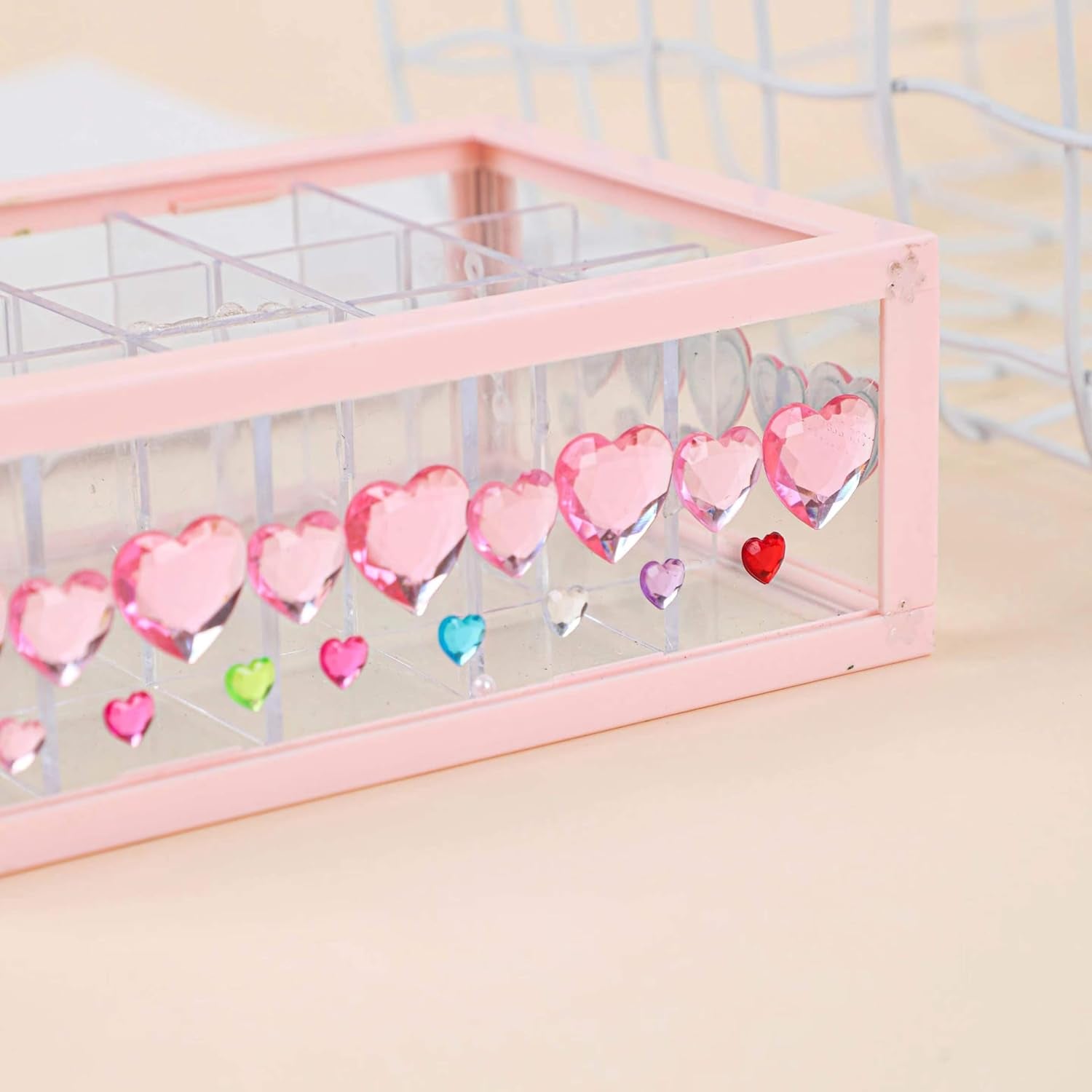 Heart Stickers Gem Stickers, 1190PCS Pink Self-Adhesive Blinger Hair Gems, Rhinestones for Nail Face, Decorative Stickers for Valentine'S Day, Wedding, Craft