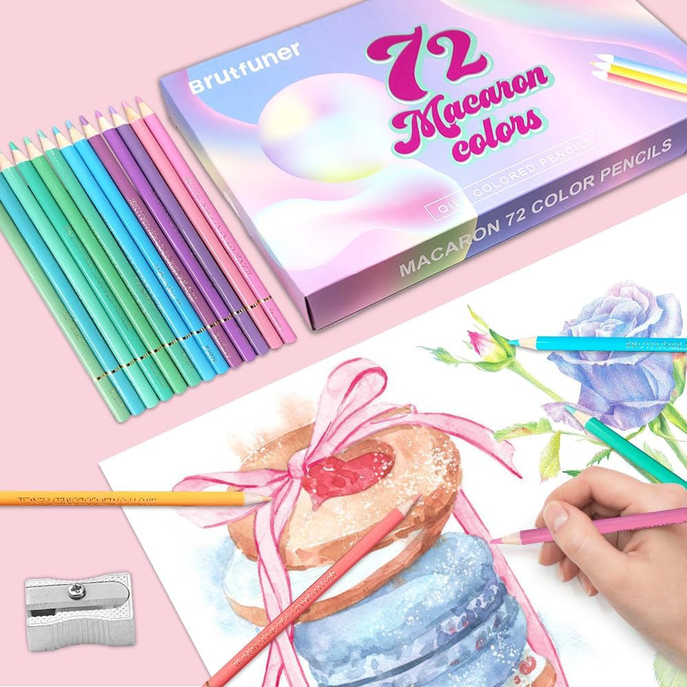 72 Macaron Pastel Colored Pencils Set Soft Core Macaron Colors for Adults Coloring Books Kids Beginners Blending Shading Sketching