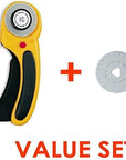The Maximum Sharpness / Made in Japan / 45 Mm Tungsten Steel Ergonomic Rotary Cutter & 45Mm Rotary Blade Refill, 1-Pack Value Set