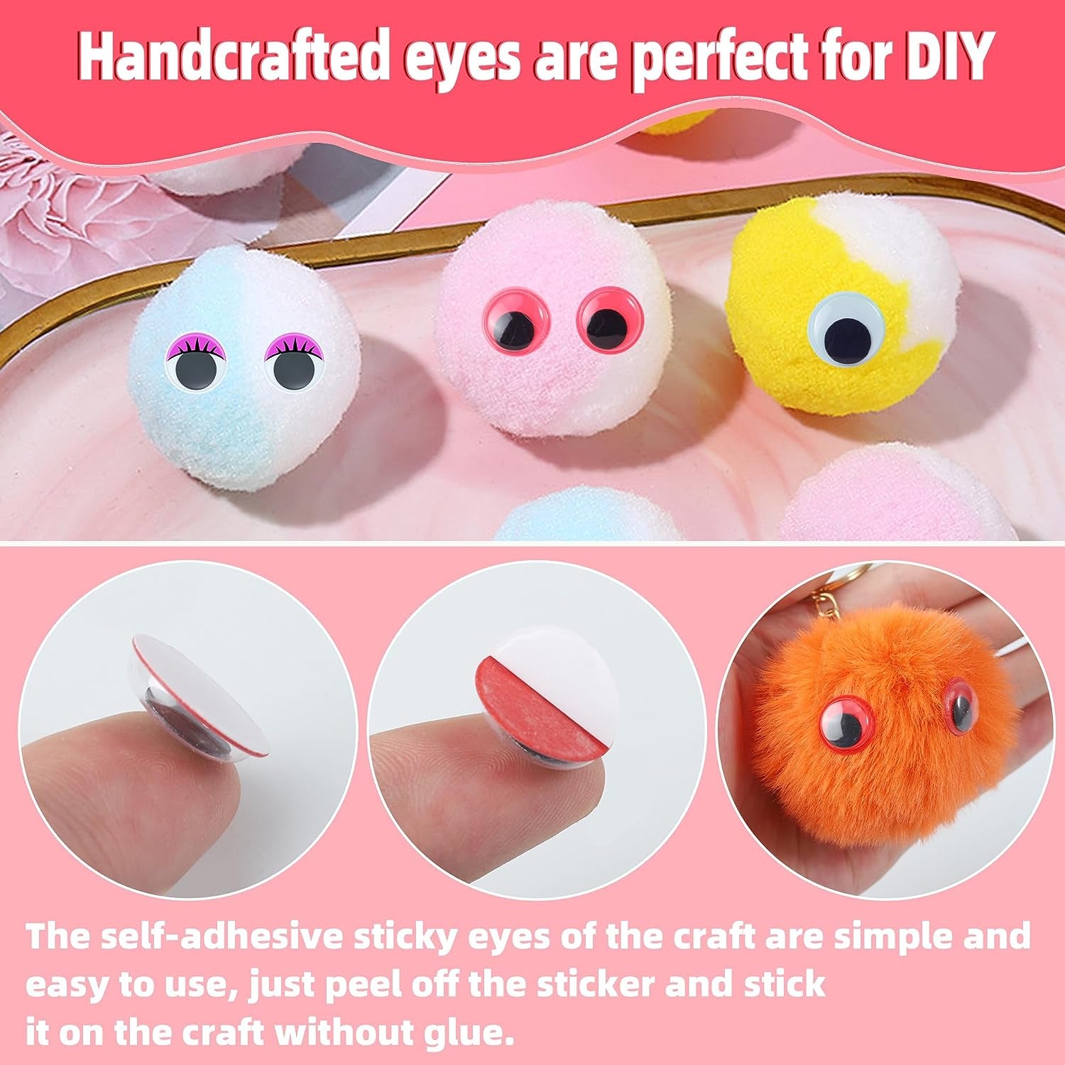 2500PCS Googly Eyes, 48 Styles Googly Eyes Self Adhesive for Crafts, Multi Colors and Sizes Wiggle Eyes for DIY Art Projects Craft Supplies
