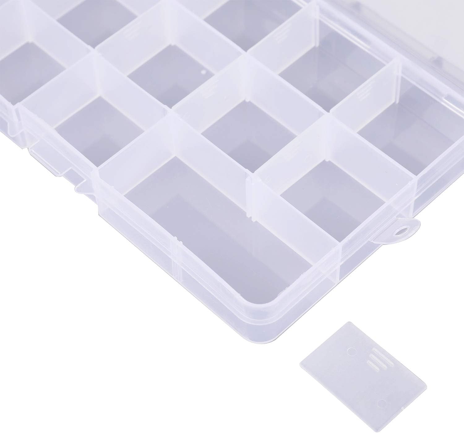 15 Pack Plastic Jewelry Box - 15 Grid Organizer Storage Box with Adjustable Dividers Plastic Compartment Container for Bead Jewelry Craft Tackles