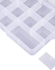 15 Pack Plastic Jewelry Box - 15 Grid Organizer Storage Box with Adjustable Dividers Plastic Compartment Container for Bead Jewelry Craft Tackles