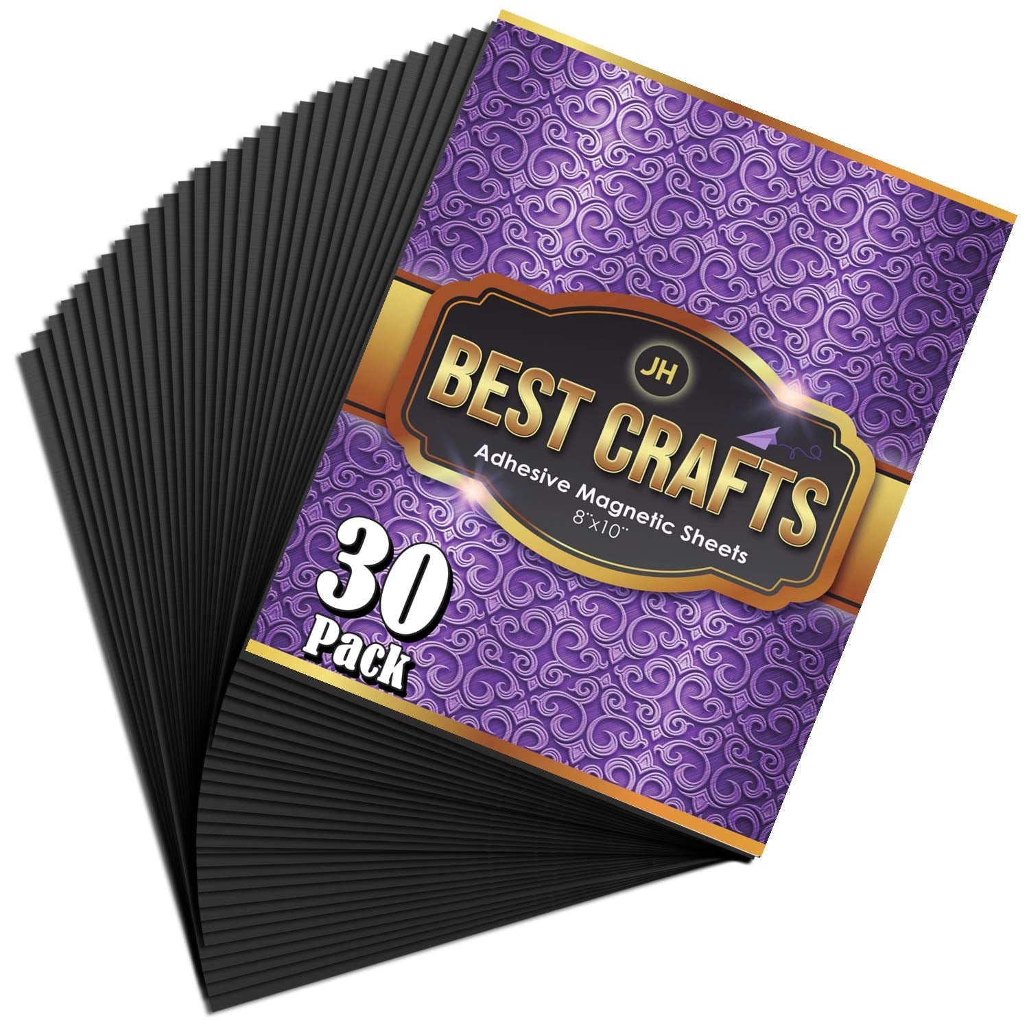 Adhesive Magnetic Sheets | Flexible Magnet with Adhesive Backing | 8 X 10 Inch Magnets for Crafts and Pictures | Cut to Any Size | Pack of 30