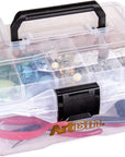 6890AG Small Project Box, Portable Art & Craft Organizer with Lift-Out Tray, [1] Plastic Storage Case, Clear