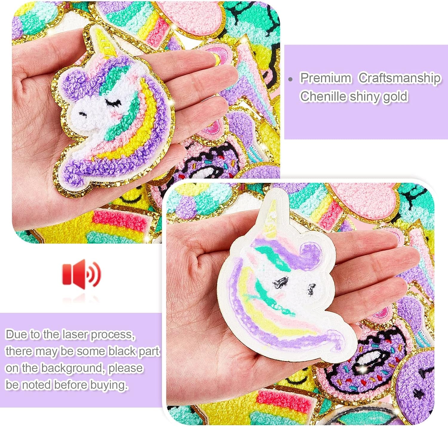 28 Pcs Iron on Patches Colorful Sew Iron on Patch Chenille Embroidered Patches Applique Patches for Clothing Fabric Jackets Jeans Repair Decor Craft (Unicorn Styles)