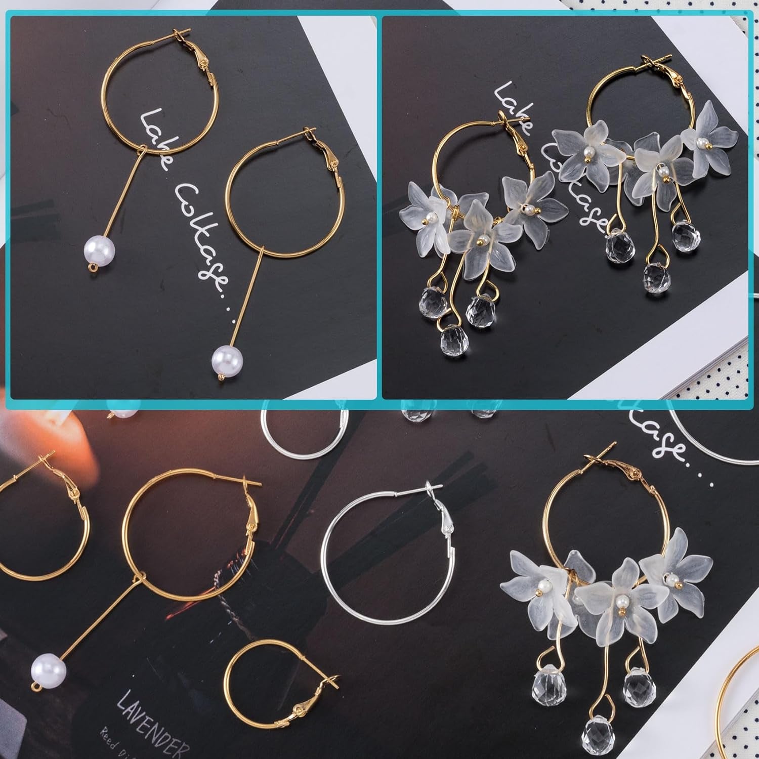 96Pcs Hoop Earrings Finding, Hypoallergenic Alloy round Earring Hoops for Jewelry Making, Gold Silver Open Beading DIY Earrings Craft Art Accessories 20Mm 30Mm 40Mm 50Mm