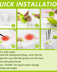 Paint Brush Cleaner, Brush Rinser with Drain and Brush Holder, Upgrade Water Circulation Paintbrush Cleaner Rinser for Acrylic, Watercolor, Water-Based Art Supplies Paint Brush Cleaner Tool, Green