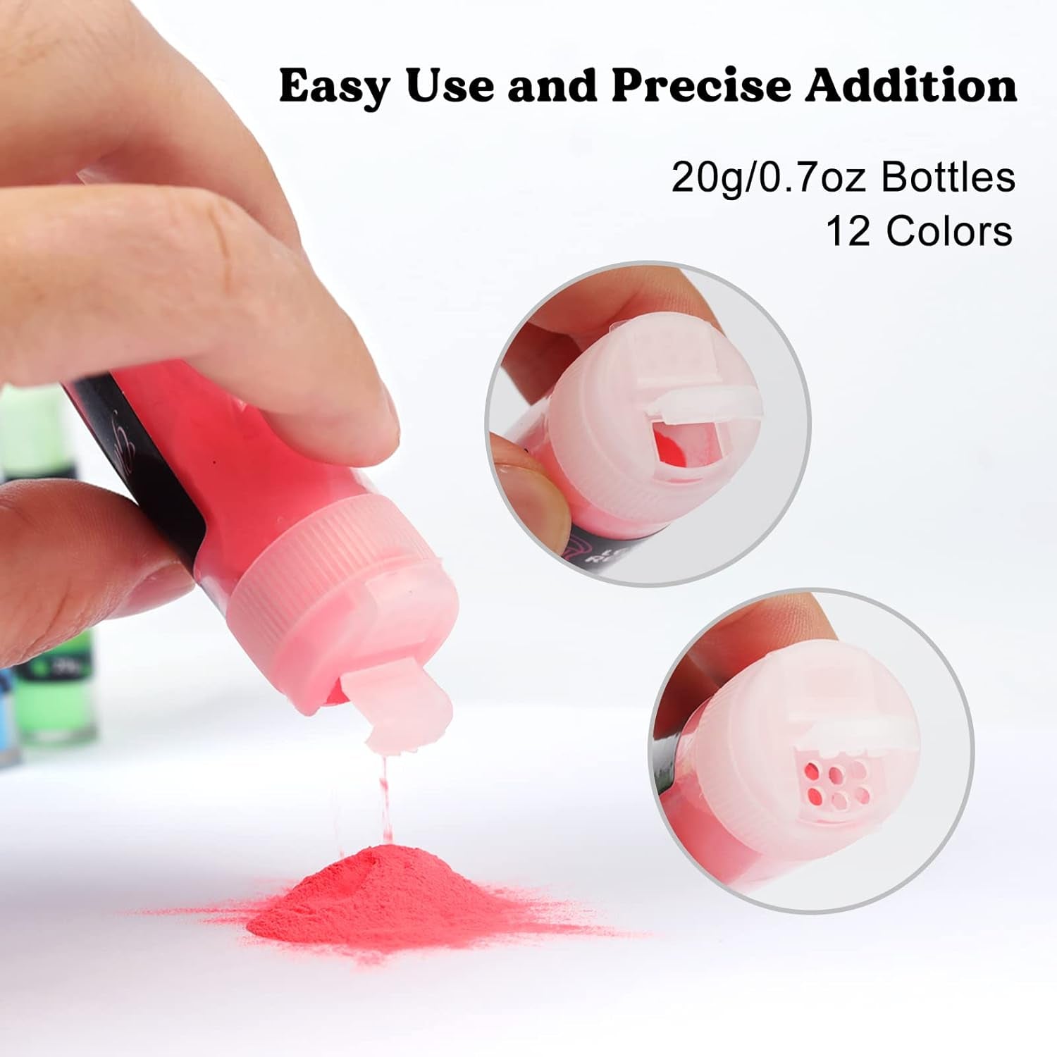12 Colors Glow in the Dark Pigment Powder - 20G/0.7Oz Each Bottle Epoxy Resin Luminous Pigments Long Lasting for Slime, Nails, Acrylic Paint, Halloween Decoration,Art,Crafts
