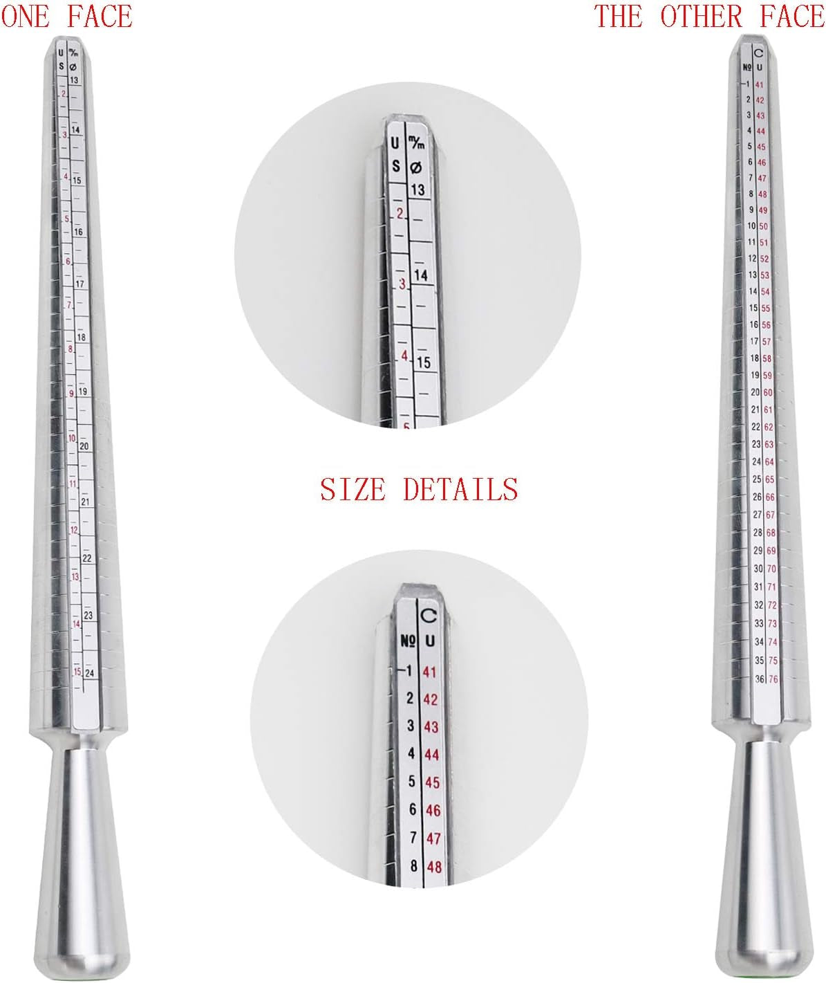 Ring Mandrel Metal Ring Sizer Set with Jewelry Rubber Mallet Hammer Rings Size Measuring Tools Finger Gauge Wood Ring Shaper Tool Jeweler'S Repair Kit