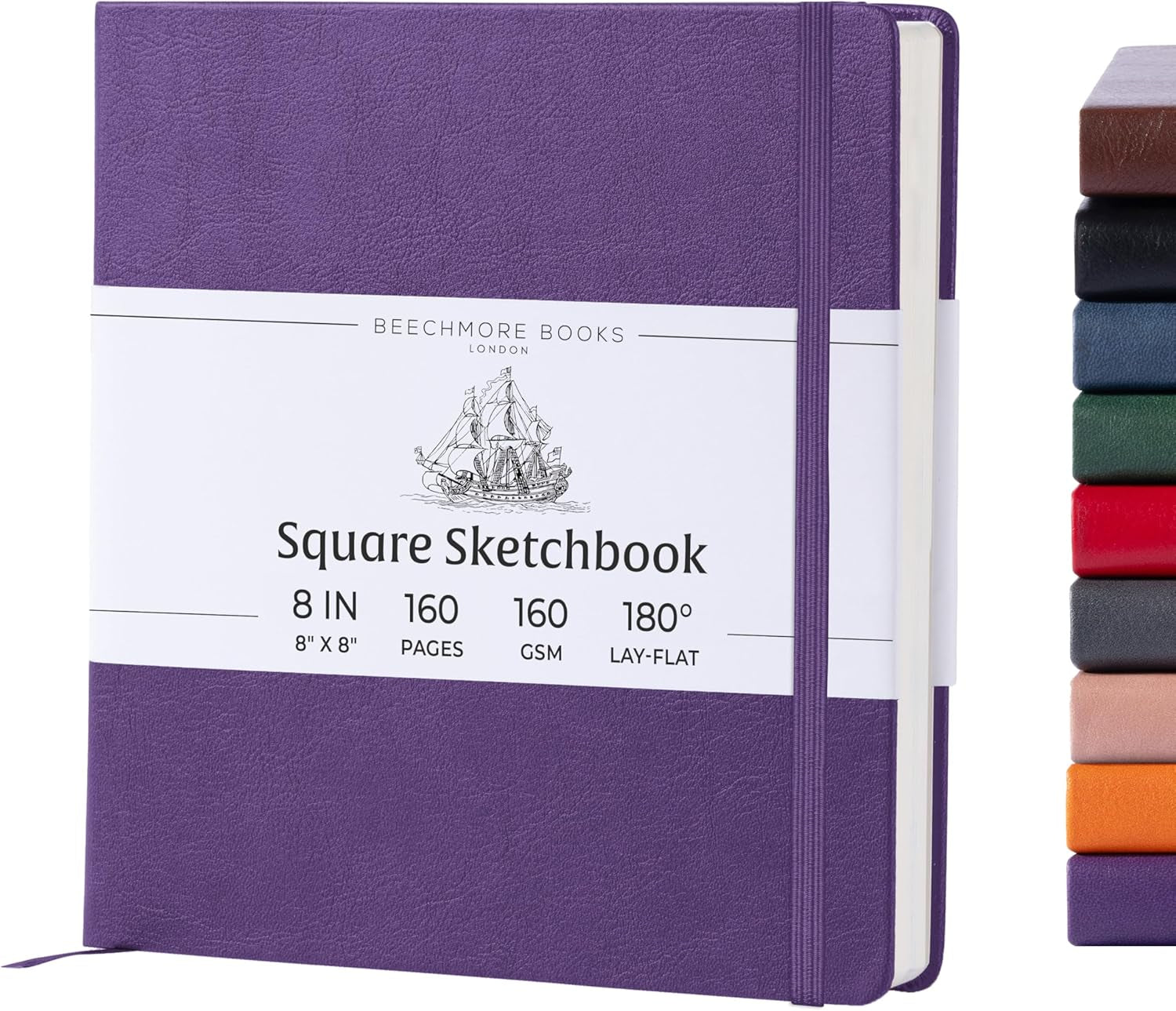 Art Sketch Book, Square 156 Pages 8 X 8 Inch, Hardcover Leather Artist Sketchbook, Blank Sketch Pad for Drawing, Painting Supplies, Thick 160Gsm Cream Paper, Boxed for Gifts