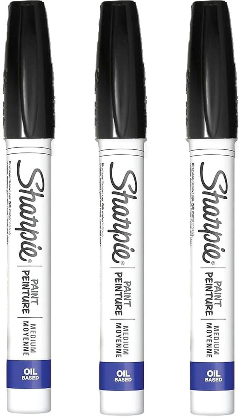 Oil-Based Paint Marker, Medium Point, Black Ink, Pack of 3