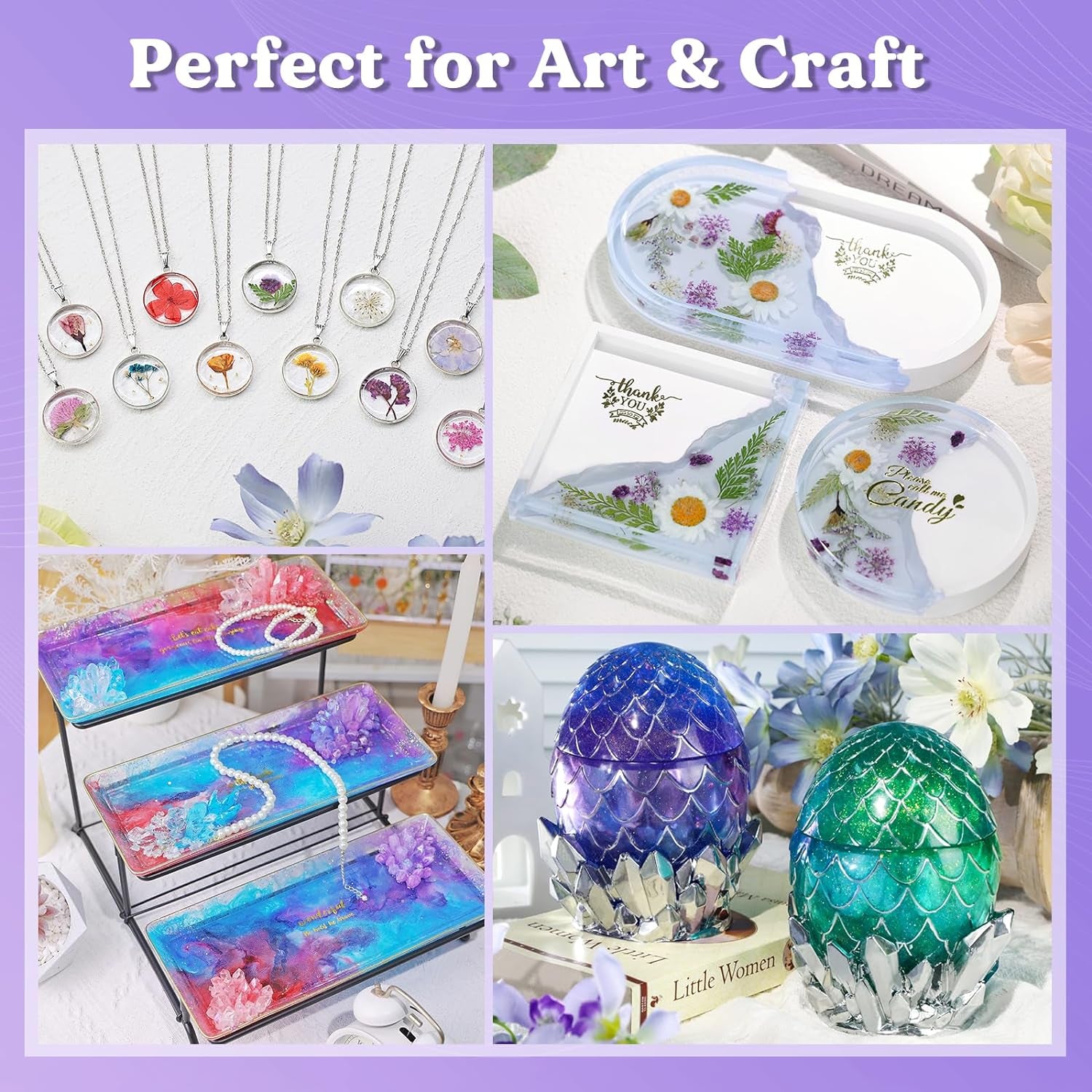 80Oz Crystal Clear Casting Resin Kit,Bubbles Free Epoxy Resin Supplies,Clear Resin for Craft,Tumblers,Molds,Jewelry,Resin and Hardener with 6 Mica Powders,Large Silicone Cup