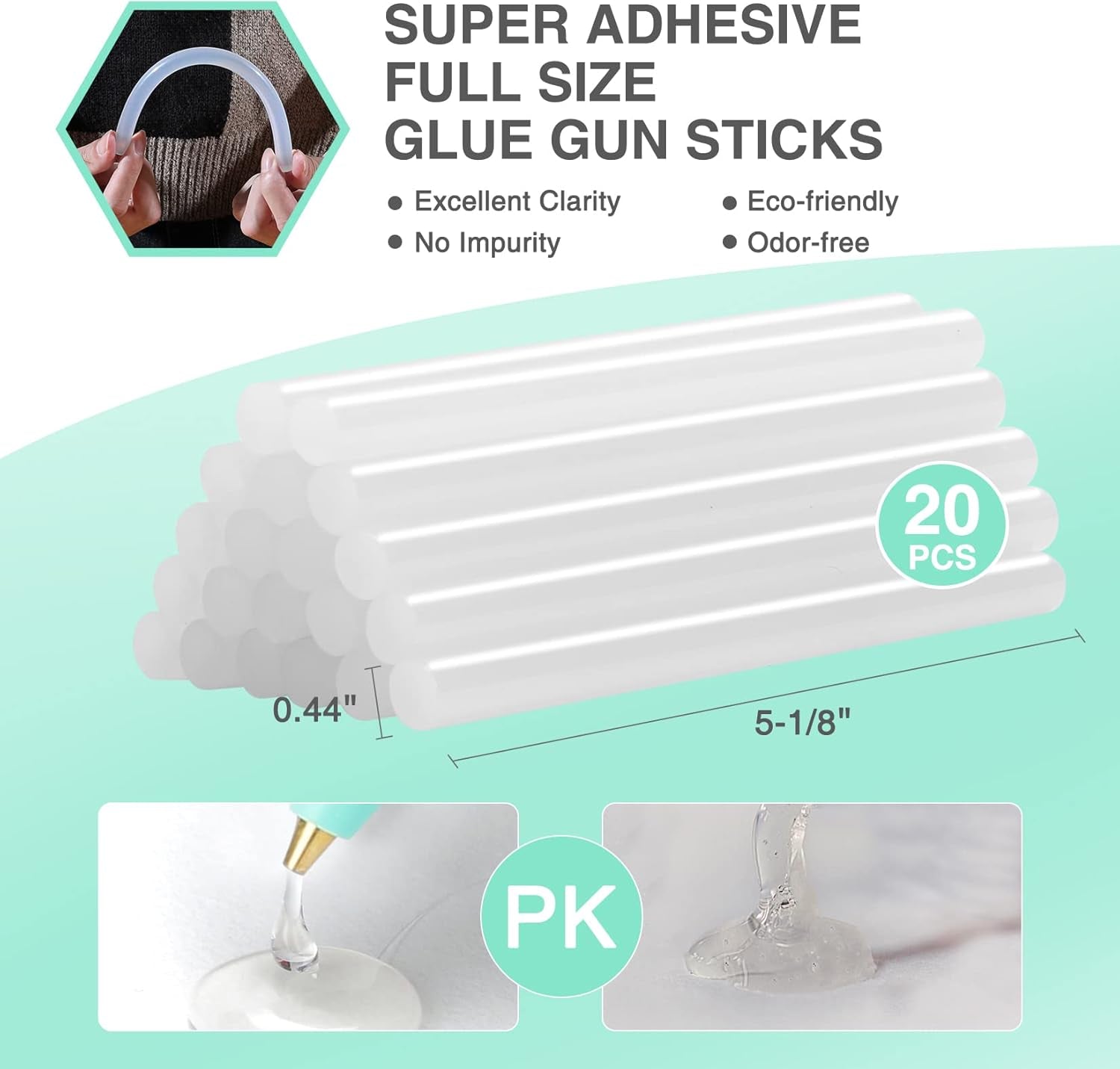 Hot Glue Gun, 60W Cordless Glue Gun with 20Pcs Full-Size Glue Sticks, Fast Preheating & High Temp, Cordless Hot Glue Gun Kit for DIY, Arts, Crafts, Home Decoration