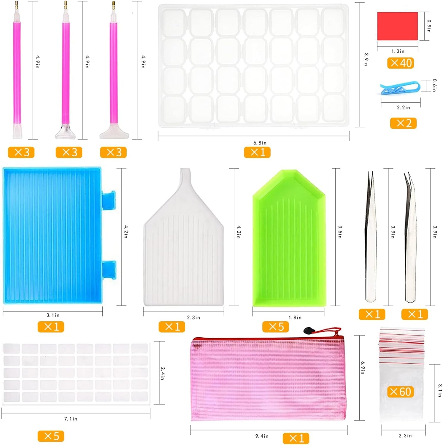 117Pcs 5D DIY Diamond Painting Tools and Accessories Kits with Diamond Embroidery Box and Multiple Sizes Painting Pens for Adults to Make Art Craft