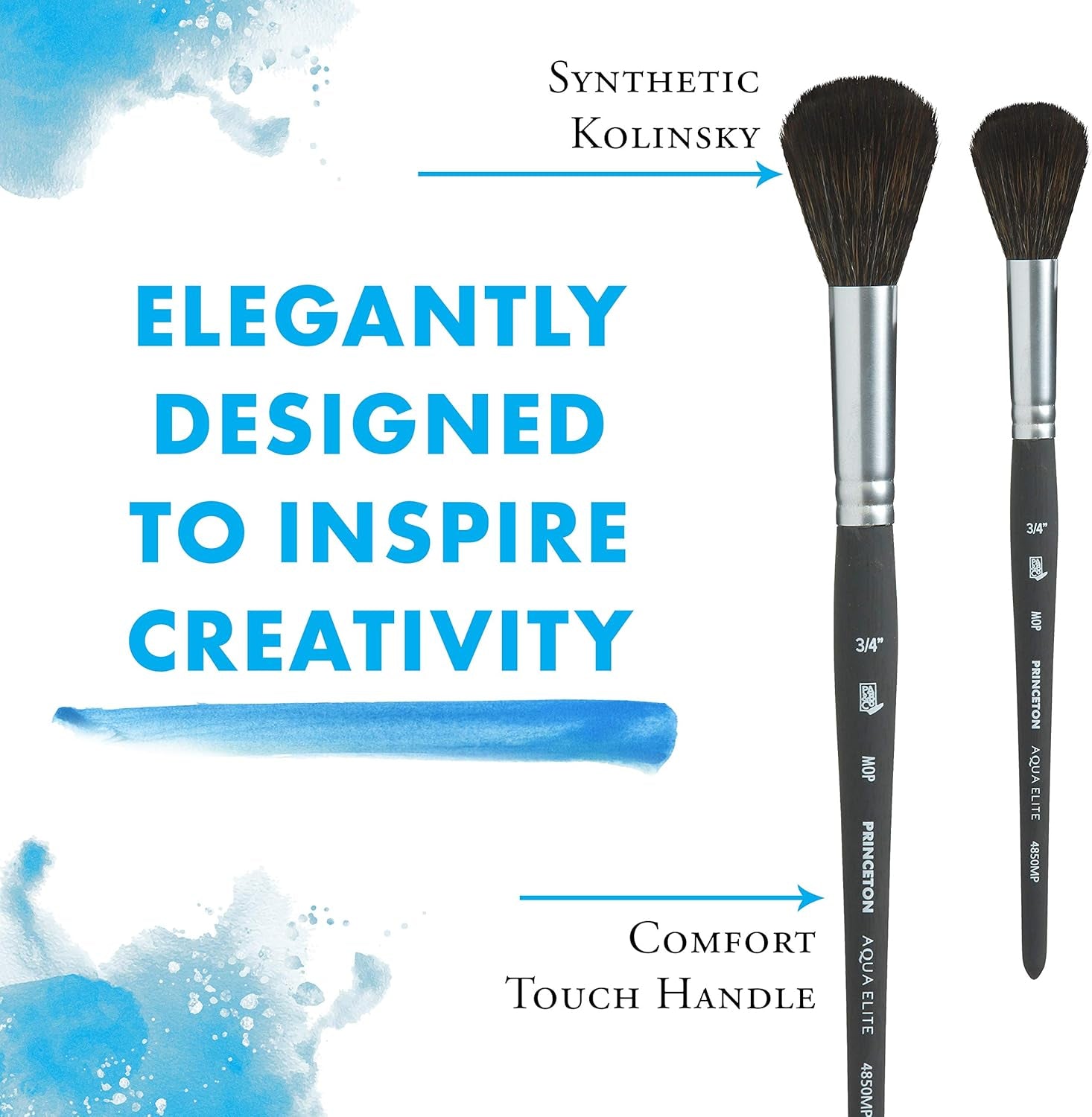 Aqua Elite Paintbrush, Size 3/4 Inch, Matte Black