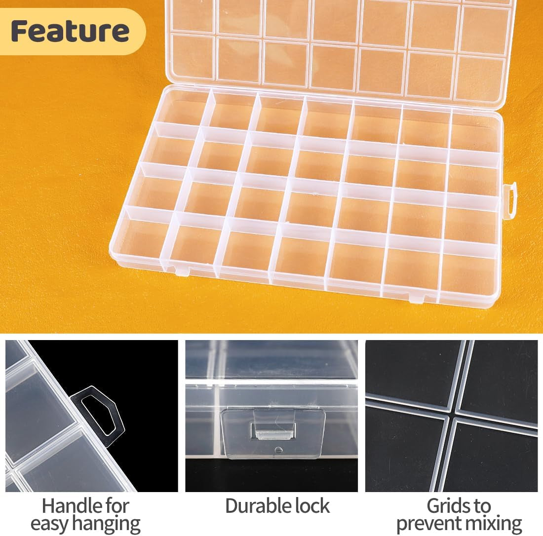 28 Grids Bead Organizer, Craft Organizers and Storage, Acrylic Organizers, Plastic Bead Organizer Box for Crafts Organizing Storing