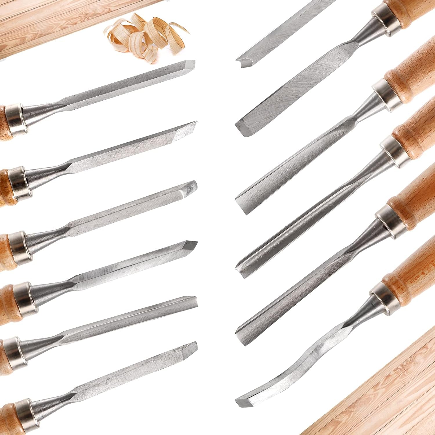 12 PCS Wood Carving Tools, Gouges Woodworking Chisels, Full Size Wood Carving Knifes for Beginner, Hobbyists, Professionals, Artistic, Gifts for Him, Father'S Day