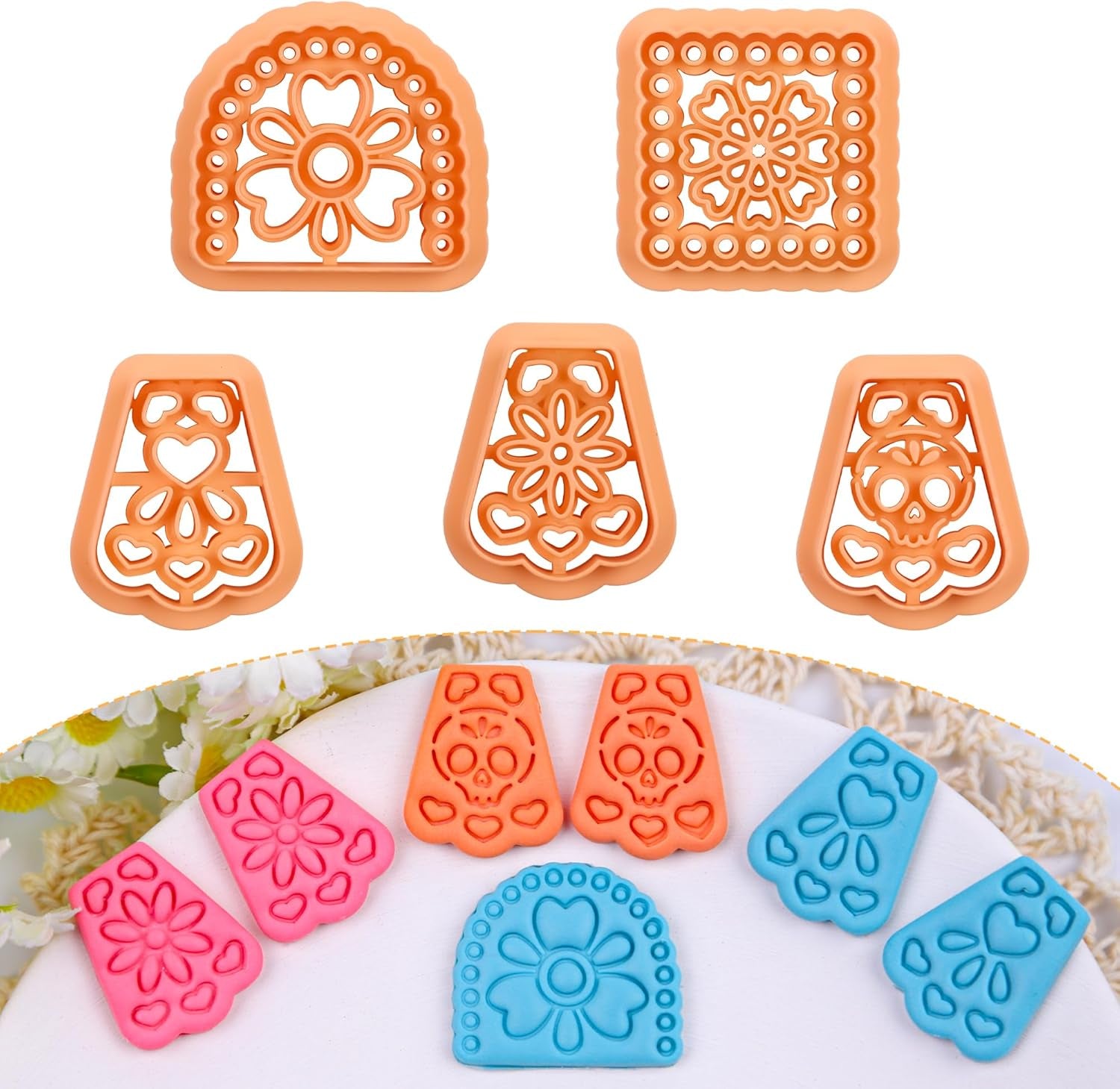 Mushroom Polymer Clay Cutters - 10 Pcs 3D Clay Cutters for Earrings Making, Boho Mushroom Clay Cutters for Polymer Clay Jewelry, Cute Clay Jewelry Cutters Polymer Clay Earring Cutters
