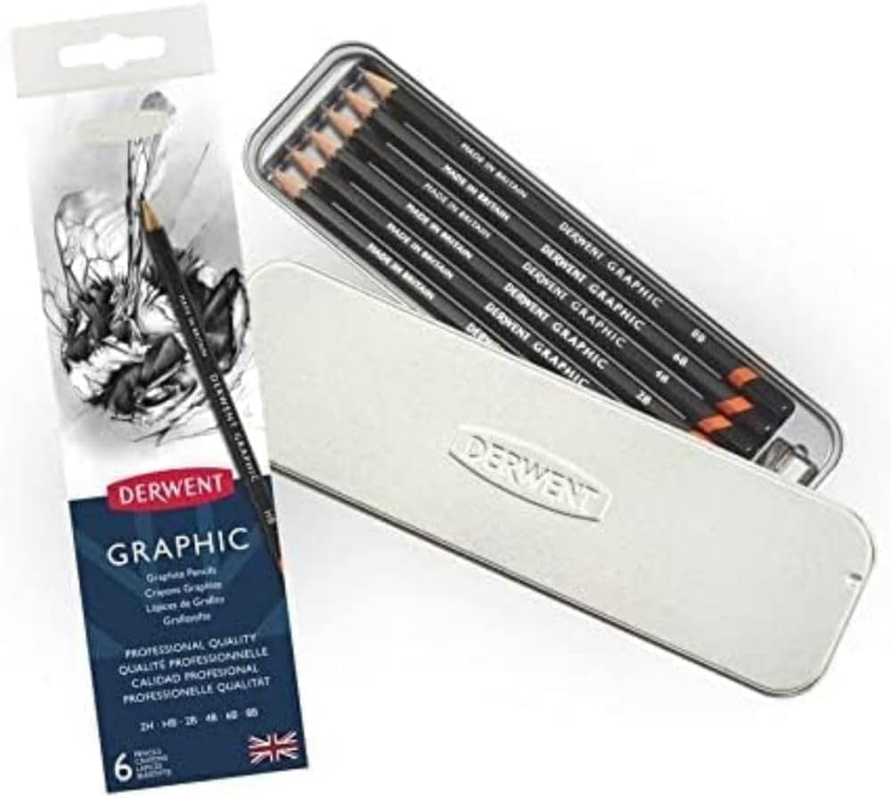 Graphic Pencils, Includes Tin and Sharpener, Set of 6 (0700835) (1951727), Multi