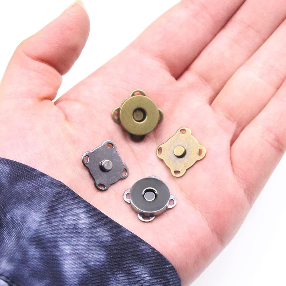 30 Sets Magnetic Snaps Button for Purse Handbag Wallet Overcoat Bag Mixed 3 Colors Fasteners Snap Buttons